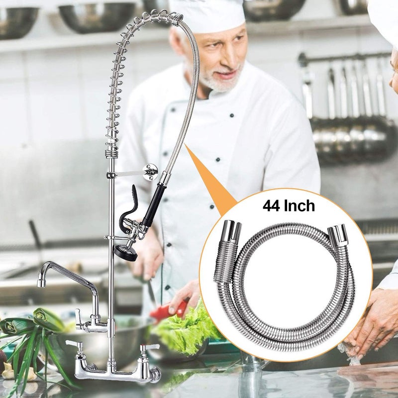 KWODE Pre-rinse Hose 44" Flexible Stainless Hose Replacement Kit For Commercial Kitchen Sink Faucet On Compartment Sinks with Spray Valve - Image 2